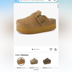 Chestnut Suede Platform Clogs size 6.5